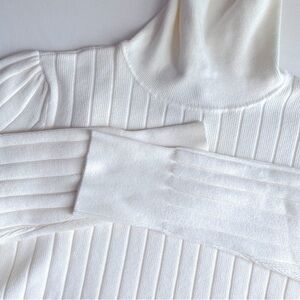 TALBOTS PLUS COTTON BLEND RIB KNIT TURTLENECK SWEATER FEMININE NEUTRAL Cream 1X